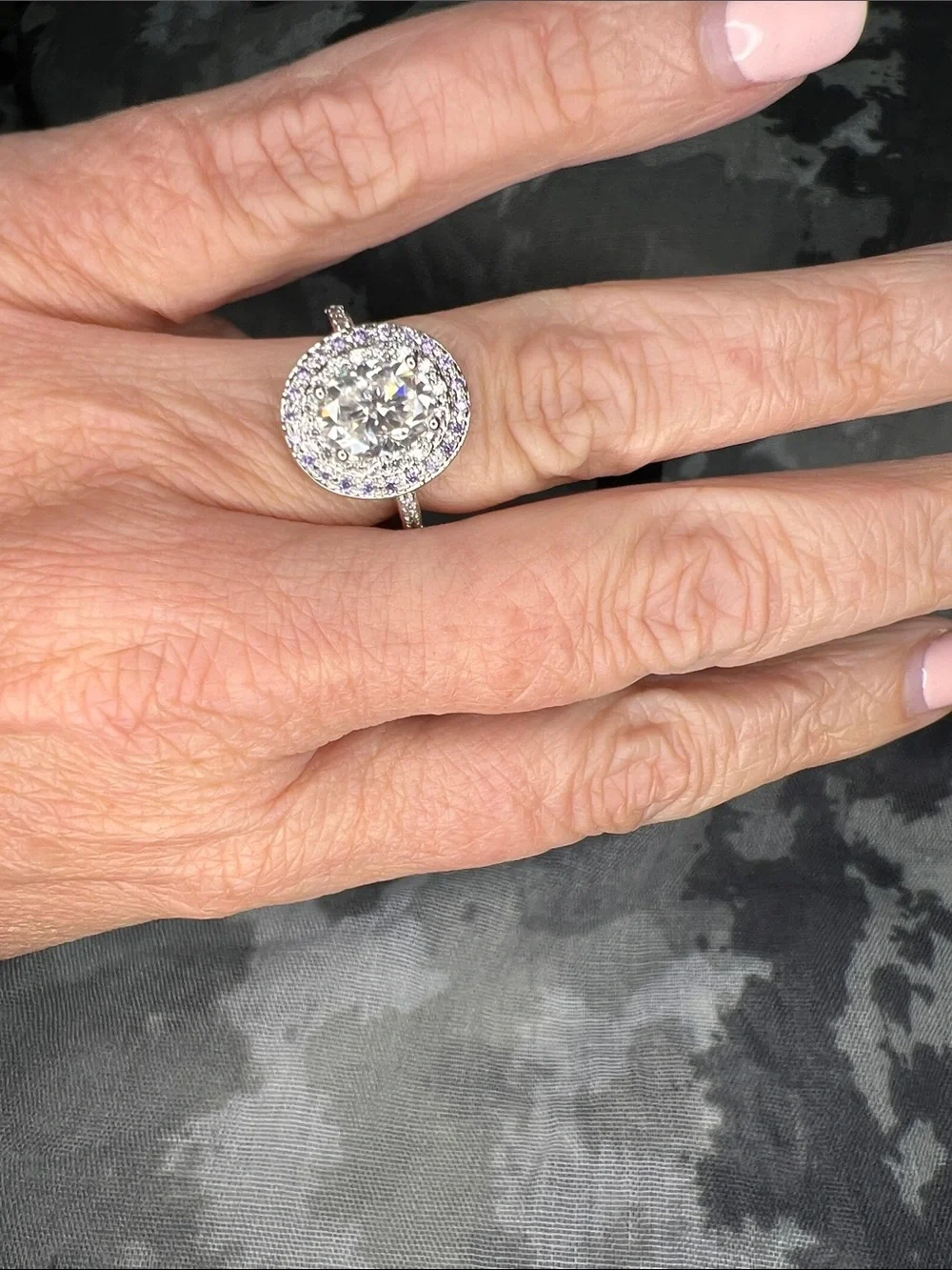 Sterling Silver 925 Oval Halo Moissanite Diamonds